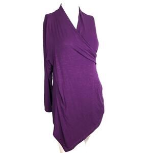 Eco Skin Shirt Womens Sz Small Purple Hemp Knit Long Sleeve Wrap Tunic Top‎